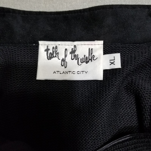 White Suede Rhinestone Trim Black Sweater - Picture 7 of 9